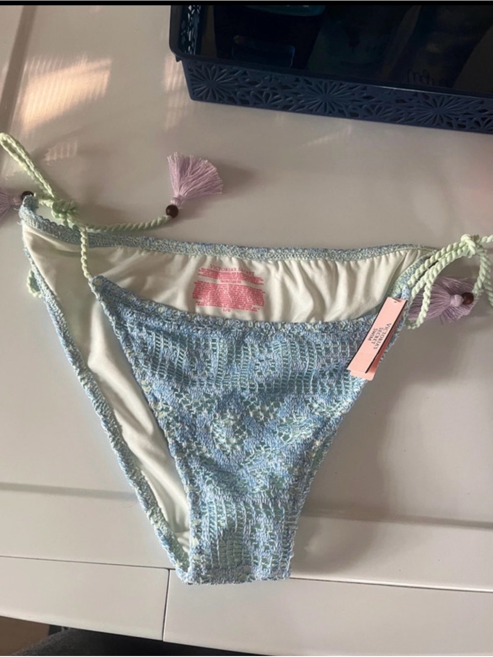 Victoria's Secret Pastel Blue Crochet Bikini Bottoms